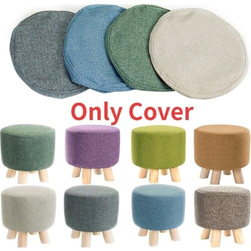 Linen Cotton Round Stool Covers Square Footstool Slipcover for Bar Home Kitchen Hotel Office Decor Ottoman Cover
