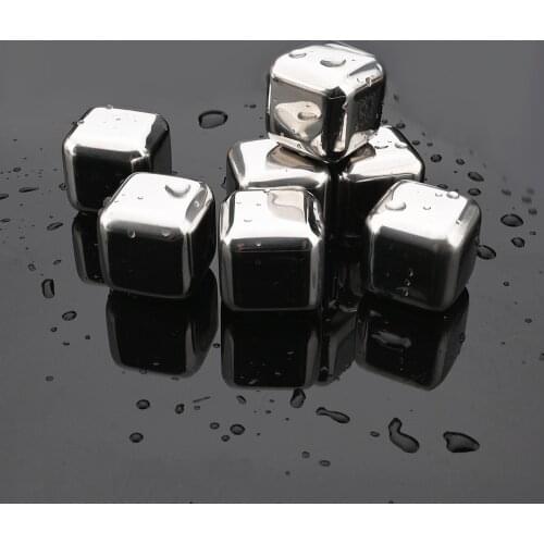 Reusable Cooler 304 Stainless Steel Ice Cubes Whiskey Stones with Tongs for Whiskey Wine and Cocktail Bar Utensils Set Best Gift