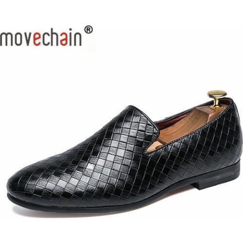 Movechain Fashion Mens Tassel Woven Grain Leather Shoes Mens Casual Party Driving Loafers Man Wedding Flats Moccasins Oxfords