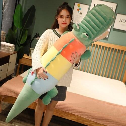 New Arrive 80-150CM Cute Big Eye Colorful Alligator Plush Toys Soft Animal Stuffed Doll Crocodile For Kids Girlfriend Gift