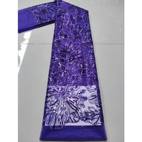 5yards/pc) Wholesales African party lace royal blue French net lace fabric with embroidery and sequins for dress FHS093