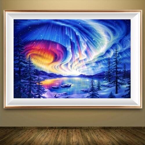 Full Drill Round Diamond Painting Tree Diamond Embroidery Cross Stitch Kit Mosaic landscape Diamond Art Rhinestones Christmas