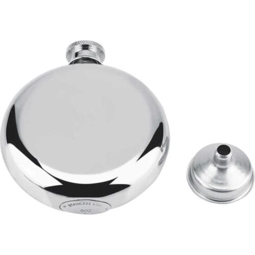 5oz/150mL Portable Stainless Steel Wine Whiskey Flask Round Alcohol Bottle Male Gifts