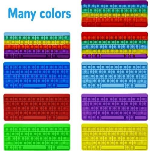 Rainbow Silicone Fidget Toys Keyboard Design Push Bubble Fidget Sensory Toys Stress Relief Toys For Special Needs Kids Adult