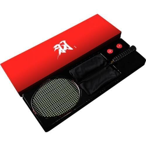 Genuine 35 Pounds Full Carbon Badminton Racket Quality 3U Offensive Elastic Single Shoot Gift Box With Free Strings Q1257CMB