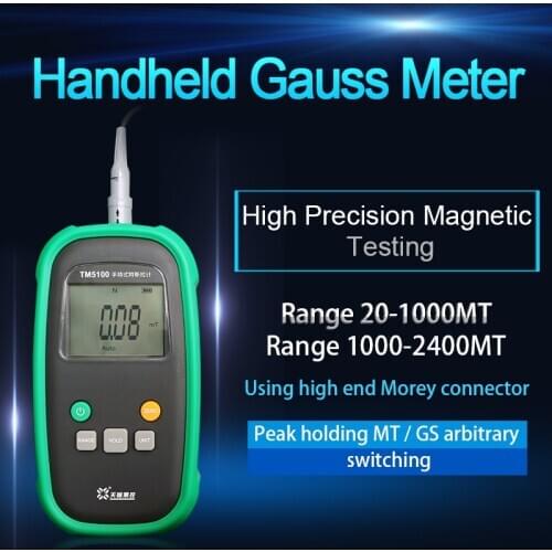 Handheld Digital Permanent Magnet Gauss Meter Tesla Meter Magnetic Flux Meter Surface Magnetic Field Measuring Instrument TM5100