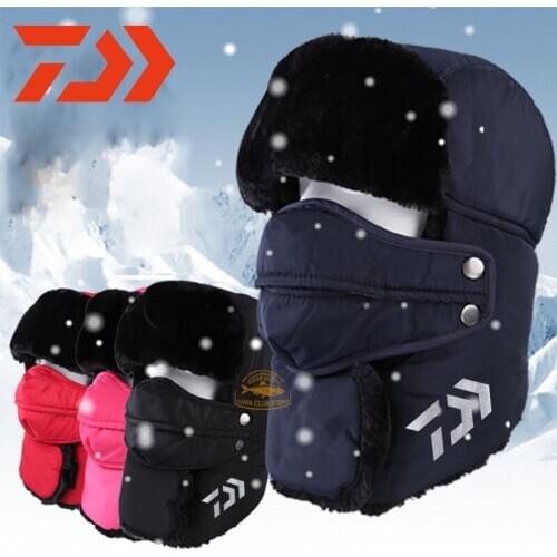 Daiwa Fishing Cap Winter Outdoor Waterproof and Warm Fishing Hat UNISE Cycling Hunting Cold-proof Neck Protection Fishing Cap