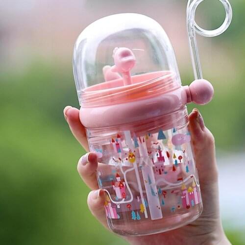 Net famous wind whale spray cup summer children plastic straw water cup drop-proof toddler student water bottle