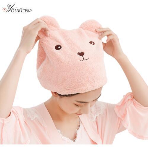 OYOURLIFE Cartoon Thicken Waterproof Bath Cap Home Bathroom Accessories Elastic Band Shower Hat For Women Hair Protective Cap