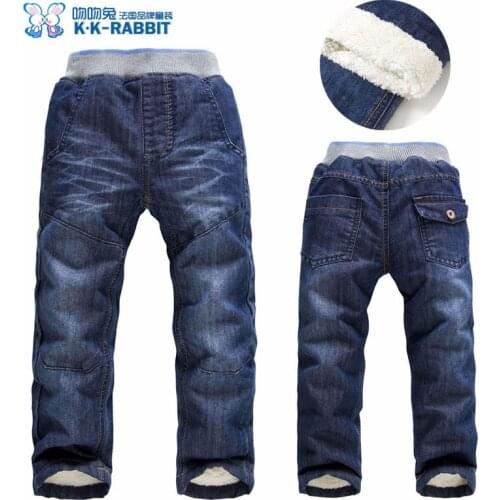 High quality Winter Thick Fashion Boys Pants Kids Trousers Girls Baby Children Jeans