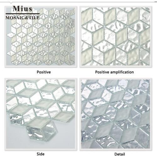 Rhombus 3D shape glass wall mosaic tiles