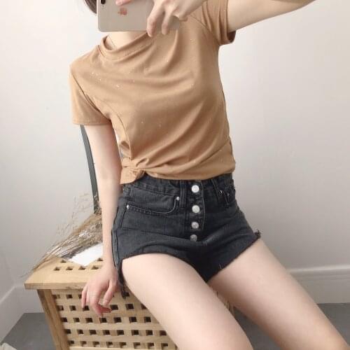 Tops White T Shirt Women Short Sleeve Tshirt fuchsia