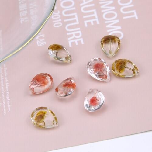 New Arrival 20pcs/Lot 13*18MM Colorful Dry flower Decorated Waterdrop Earring Charms DIY Jwelry Findings Necklace Pendants