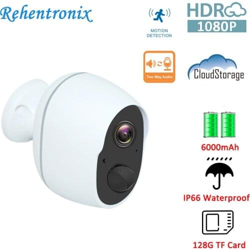AP Mode Rechargeable Wire-Free Battery IP Camera 1080P FHD Outdoor IP66 Outdoor Security Camera Cloud Storage SOS Siren Alarm