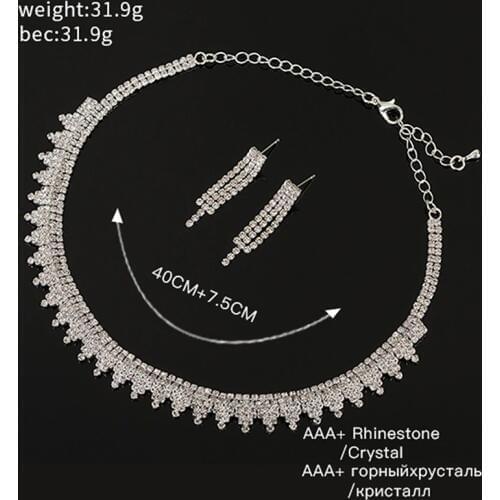 YFJEWE Pendant Jewelry Sets Artificial Wedding Chain Necklace Earrings Set Fashion Womens Jewelry Tassel Crystal Earrings N324