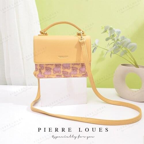 2021 New Women Crossbody Bag Cute Bear Pattern Small Square Bags PU Leather Purse and Handbag Female Shoulder Bags Phone Wallet