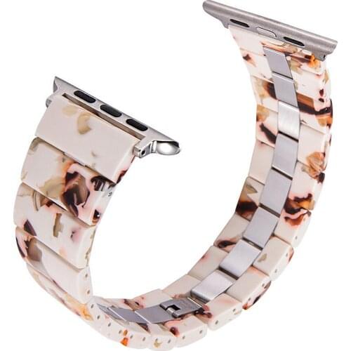 Women Fashion Strap for iWatch Series 6 SE 5 4 3 2 Replaceable Resin Steel Bracelet Belt for Apple Watch Band 44MM 40MM 42/38MM