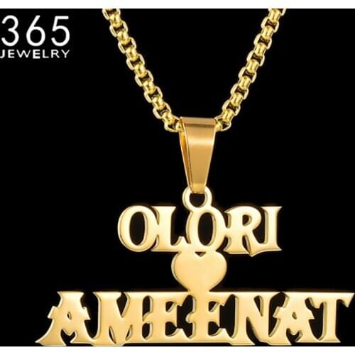 Customized Names Necklace Namplate Necklaces Stainless Steel Personalized Jewelry Square Pearl Chain Collier Femme Necklace