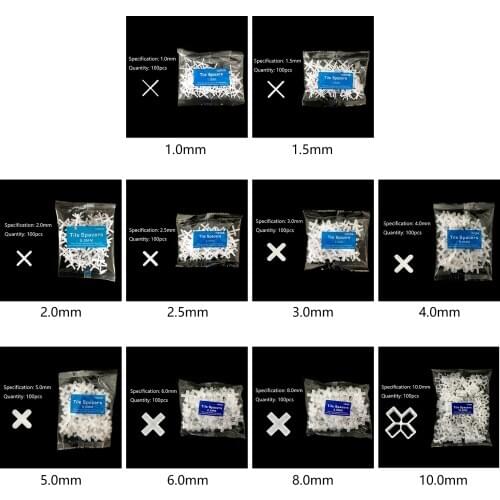 1.0mm/1.5mm/2mm/2.5mm/3mm/4mm/5mm/8m/10mmWhite Tile Spacer Tile Cross Plastic Tile Plumber Reuseable Leveling System 1000pcs