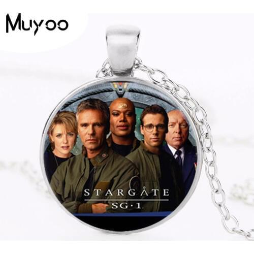 1pcslot Stargate Five Men Photo Pendant Necklace Cabochon Vintage Black Chain Statement Necklace For WomenMen HZ1
