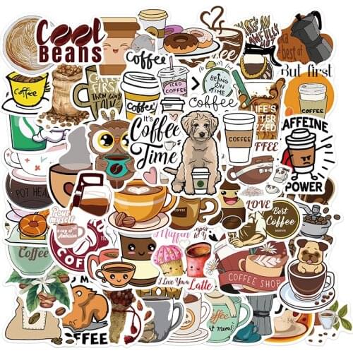 10/30/50Pcs Cartoon Cute Coffee Graffiti Waterproof Stickers Motorcycle Bicycle Helmet Motor Laptop Kid Classic Toys Gifts