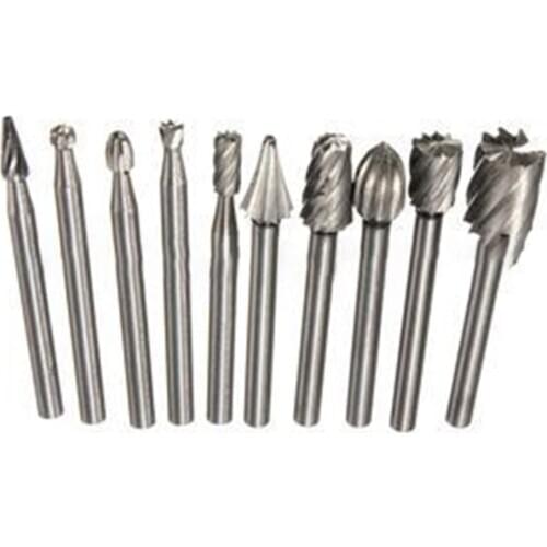 10 Piece Set Of High Speed Steel Electric Grinder Grinding Head Woodworking Rotary Tungsten Carbide File Milling Cutter Carving