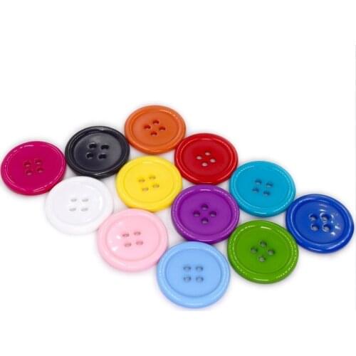 100pcs Mixed Colors 25mm Resin 4 Holes Buttons Round Sewing Accessories DIY Crafts Embellishments Accessories