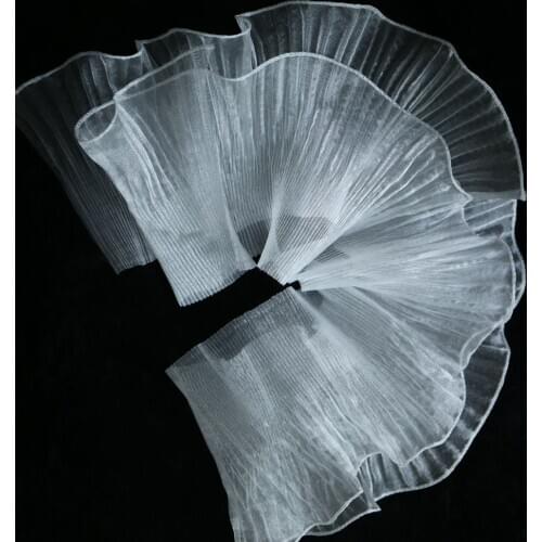 13cm*1yard ERomantic 3d organza pleated lace trims Wave Ruffle trims and ribbons for wedding dress Clothing accessories lace