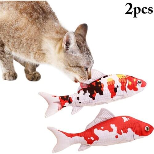 2PCS 14CM Fish Cat Toy Simulated Realistic Plush Catnip Toy Cat Chew Toy Pet Bite Training Toy Pet Interactive Toys Funny Toy