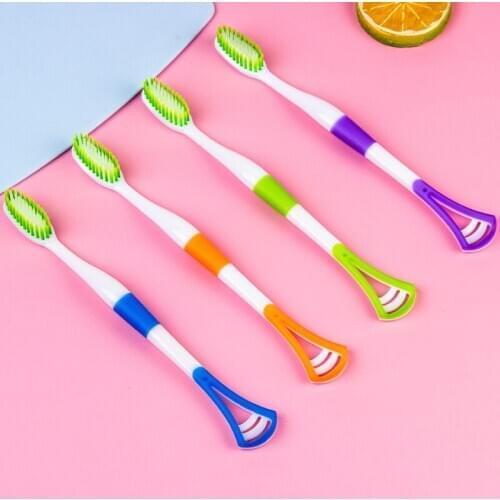 2020 new 2 IN 1Tongue Scraper Tongue Brush cleaner Oral cleaning tongue toothbrush brush Fresh Breath remove tongue coating