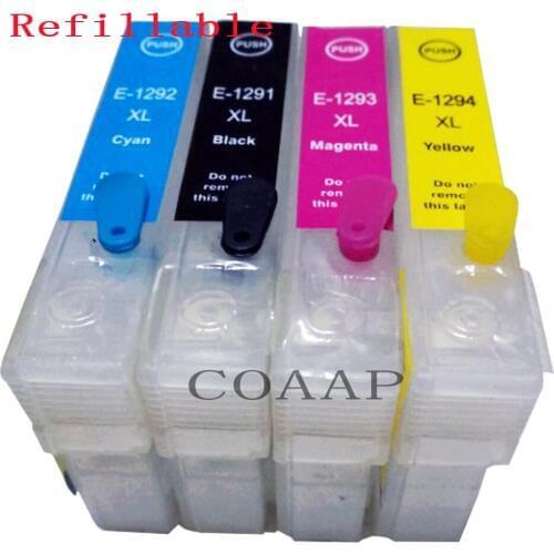 4 Compatible EPSON T1291-T1294 T1295 Refillable Empty Ink cartridge for stylus SX235W SX420W SX438W Printer
