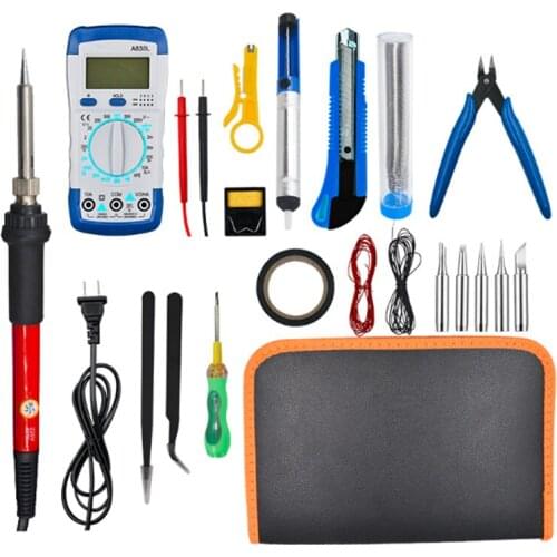EU/UK/US Plug 60W Soldering Iron A830L Multimeter 21PC/Set Student home temperature soldering iron welding set