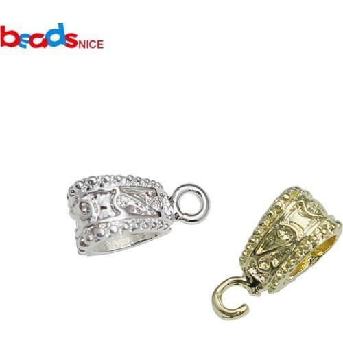 Beadsnice ID23583smt2 50pcs/lot Brass Cubic Zirconia Setting Oval Bail Pendant Bracelet Bail Jewelry Making Supplies