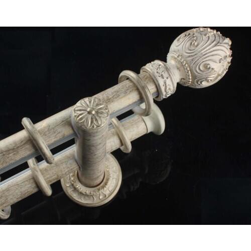 White thick European style Roman rod 30mm aluminum alloy single and double pole curtain rod