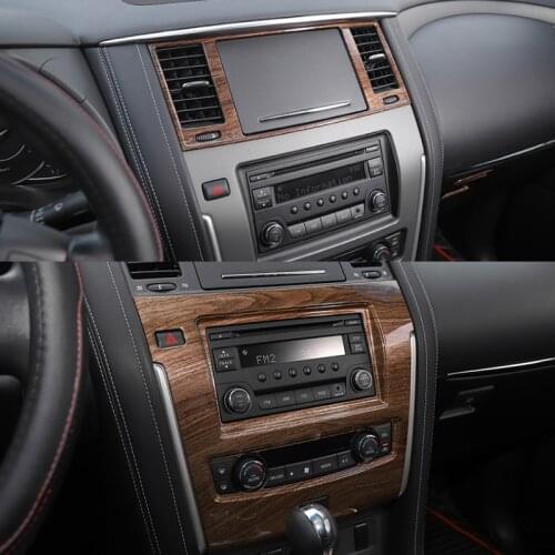 Wooden Grain Accessories Car Interior Decoration Cover Sticker Gear Panel Cover For Nissan Patrol Y62 2017-2021 Car Styling