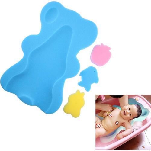Baby Bath Holder Mesh Pocket Newborn Seat Bath Pad Soft Cushion Bed Infant Anti-slip Shower Sponge Cushion Anti-slip Bear Design