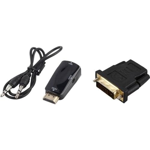 DVI-D Dual Link 24+1 Male to HDMI with Adapter Connector 1080P HDMI Male to VGA Female Adapter Video Converter 3.5mm