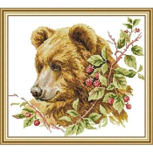 Everlasting love Brown bear 2 Chinese cross stitch kits Ecological cotton clear printed 11CT 14CT DIY gift Christmas decorations