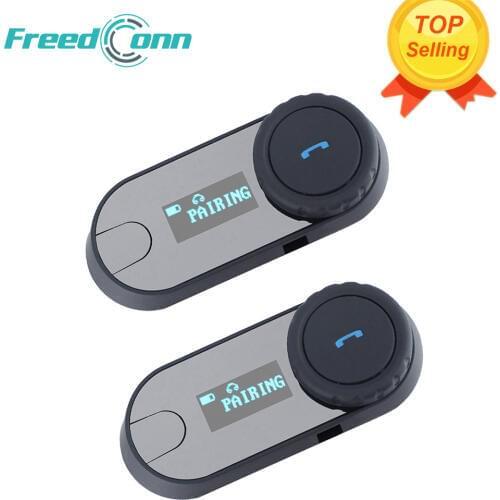 FreedConn 2 pcs Updated TCOM-SC BT Bluetooth Motorcycle Helmet Intercom Interphone Headset with LCD screen + FM Radio