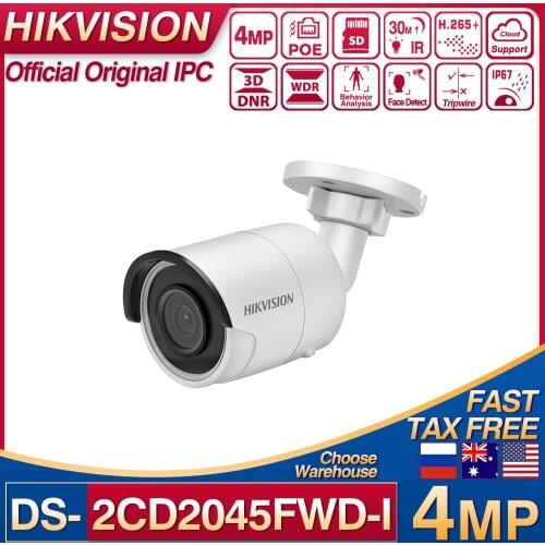 Hikvision DS-2CD2045FWD-I POE IP Camera 4MP Bullet Network CCTV IPC SD Card Slot H.265+ IP67 4 Behavior Analyses Darkfighter CAM