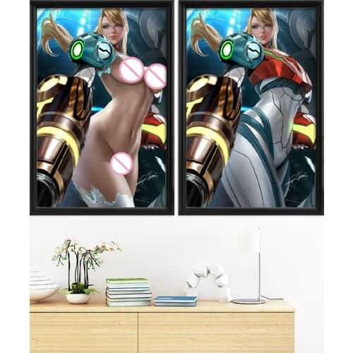 Samus Aran Video Game Sexy Nude Kawaii Art-Poster For Living Room Decor Decoration Prints Picture Wall Silk Custom Home
