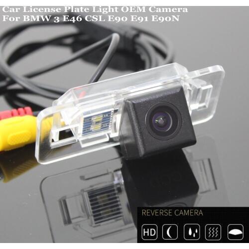 JanDeNing HD CCD Car Rear View Parking/ Backup Reverse Camera/WaterProof License Plate Light OEM For BMW 3 E46 CSL E90 E91 E90N