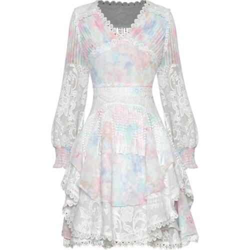 2Pcs Fringe Skirt Set Crochet V-Neck Lantern Sleeve Cut Out Bare Back Pleats Print Blouses + A-Line Bohemian Tassel Skirt