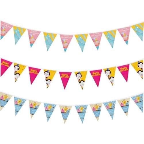 Colorful Pennant Birthday Party Decor Banner Cartoon Animals Print Banner Baby Shower Flag Hanging Wedding Party Bunting Supply