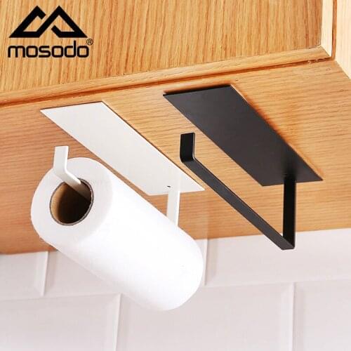 Punch-free kitchen paper holder, non-porous toilet paper holder, paper towel holder, cling film storage rack, wall-mounted rack