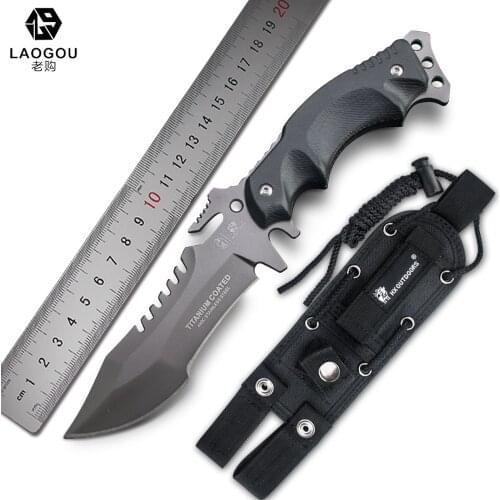 LAOGOU Predator Tactical Survival Camping Knife High Quality Hunting Survival Tactical Knife Jungle Survival Knife