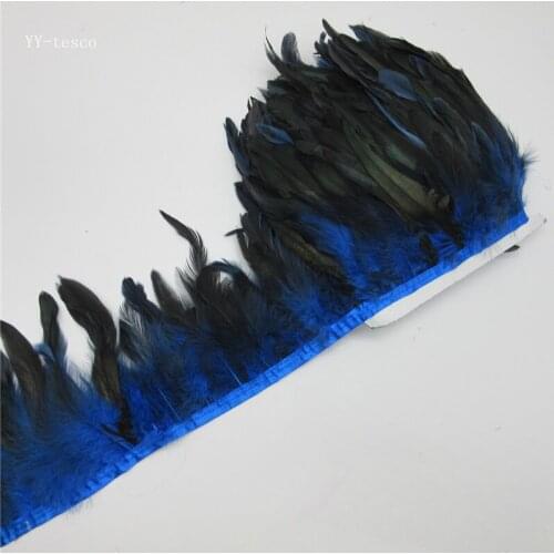 Wholesale 10 Yards sapphire Chicken Rooster Tail Feather Trims Ribbon 13-18CM Strip for Dress Skirt Clothing Wedding Decoration