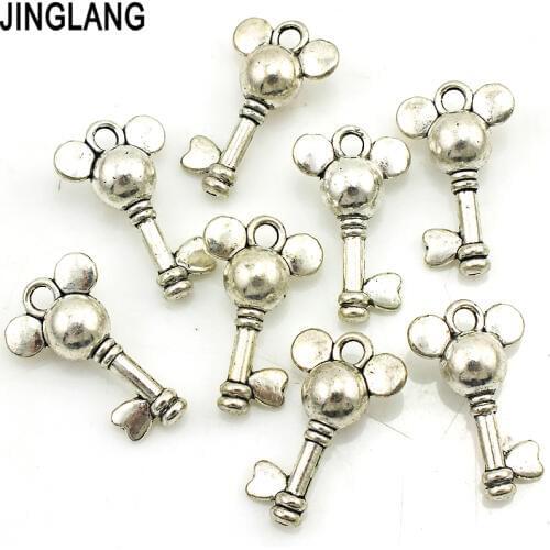 JINGLANG Hot Selling Most key Charms Jewelry Hanging Charm Pendants for DIY Bracelet Necklace 30 pcs