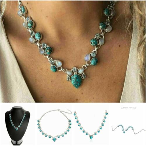 Fashion Vintage Fashion Flower Chain Pendant Necklace Jewelry Gift Synthetic gem