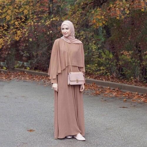 Muslim Abaya Gown Dress Long Sleeve Traditional Clothing Turkish Arabic Eid Mubarak NAVY KHAKI